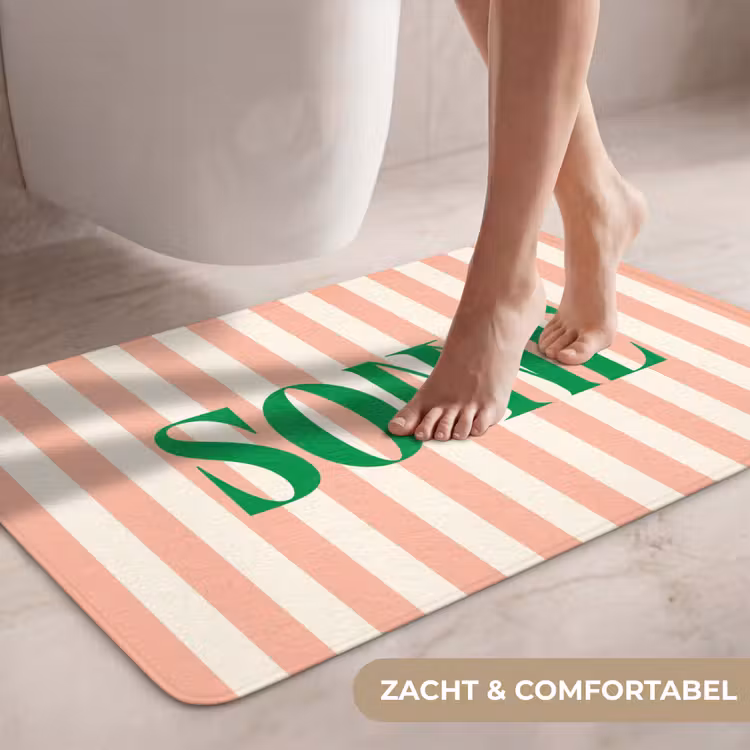Wc Mat - Zachtroze - Groen - Strepen - Sonne — 7