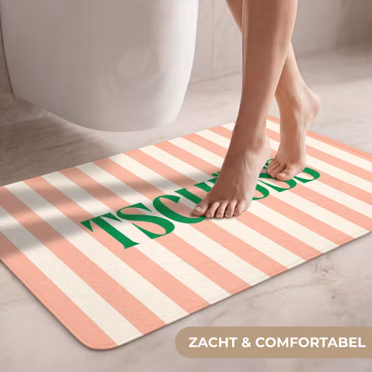 Wc Mat - Zachtroze - Groen - Strepen - Tschüss — 7
