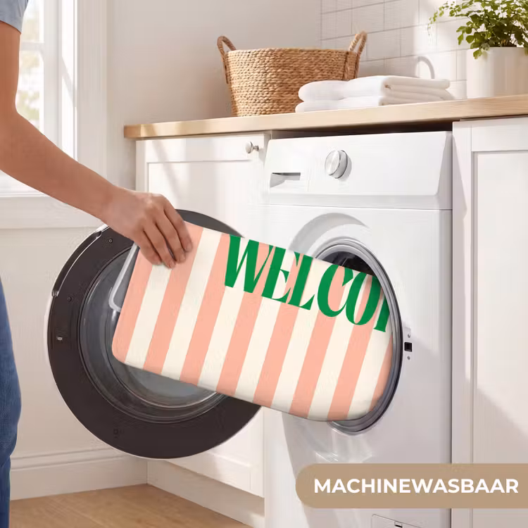 Wc Mat - Zachtroze - Groen - Strepen - Welcome — 5