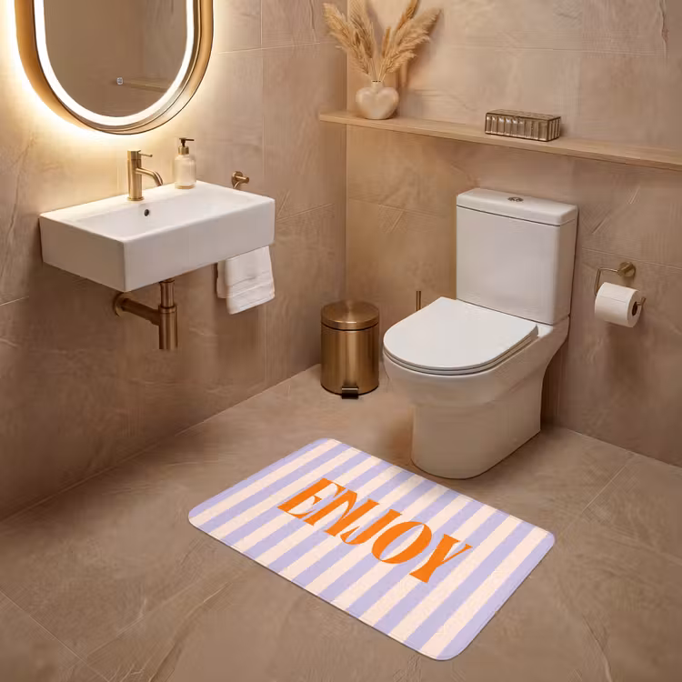 Wc Mat - Lila - Oranje - Strepen - Enjoy — 4