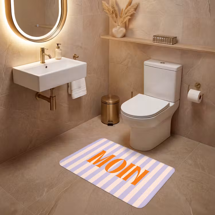 Wc Mat - Lila - Oranje - Strepen - Moin — 4