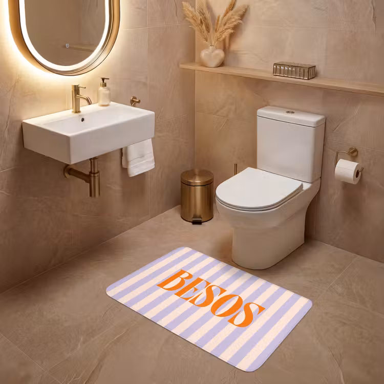 Wc Mat - Lila - Oranje - Strepen - Besos — 4