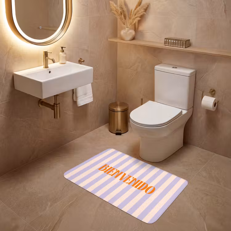 Wc Mat - Lila - Oranje - Strepen - Bienvenido — 4