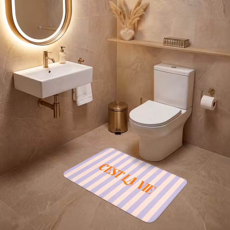 Wc Mat - Lila - Oranje - Strepen - C'est La Vie — 4