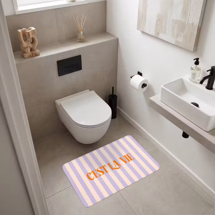 Wc Mat - Lila - Oranje - Strepen - C'est La Vie — 6