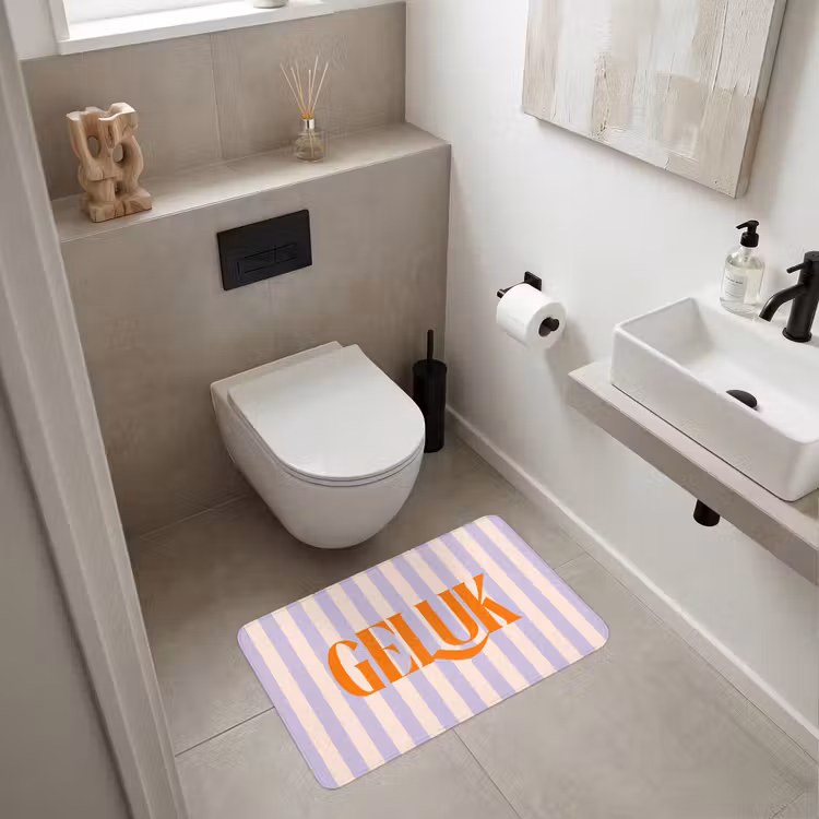 Wc Mat - Lila - Oranje - Strepen - Geluk — 6