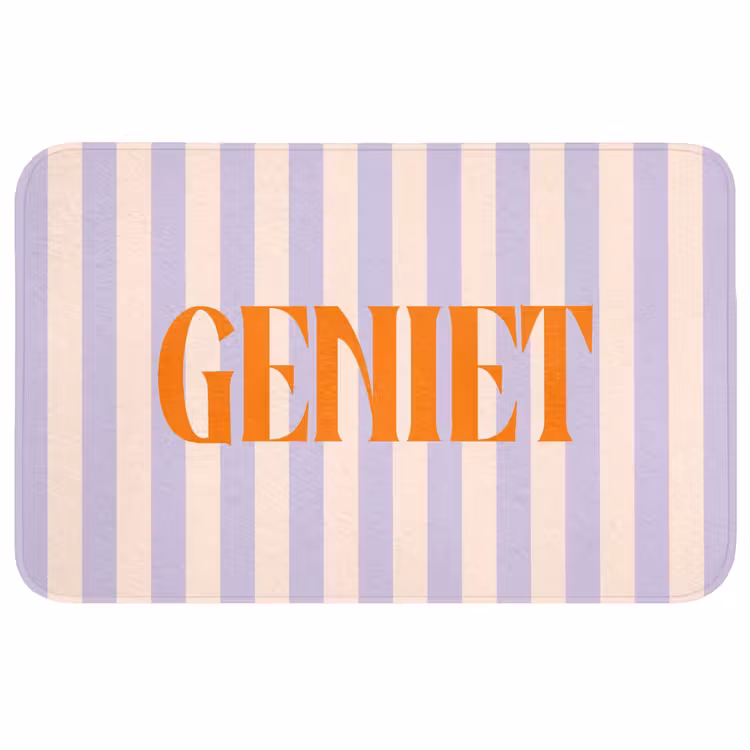 Wc Mat - Lila - Oranje - Strepen - Geniet — 1