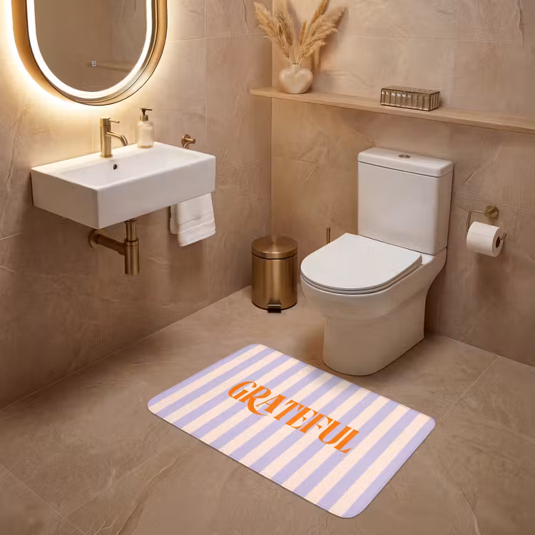 Wc Mat - Lila - Oranje - Strepen - Grateful — 4