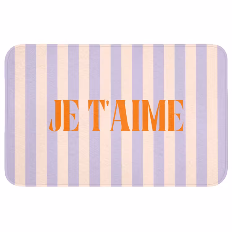 Wc Mat - Lila - Oranje - Strepen - Je t'aime — 1