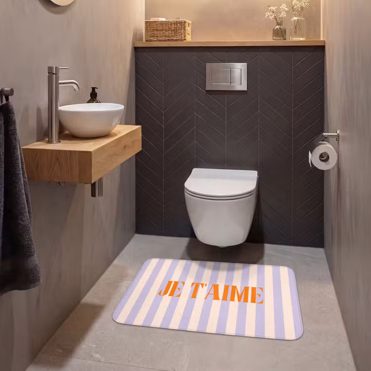 Wc Mat - Lila - Oranje - Strepen - Je t'aime — 2