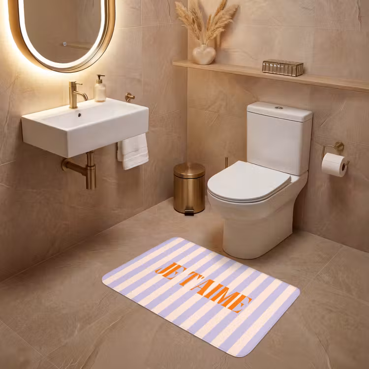 Wc Mat - Lila - Oranje - Strepen - Je t'aime — 4