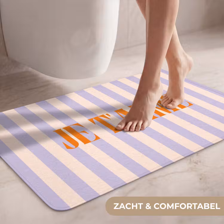 Wc Mat - Lila - Oranje - Strepen - Je t'aime — 7