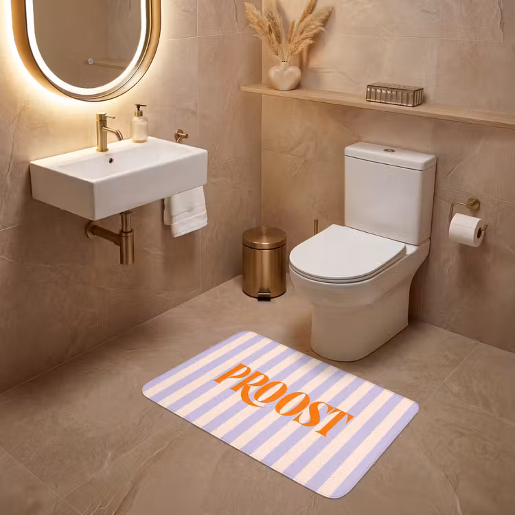 Wc Mat - Lila - Oranje - Strepen - Proost — 4