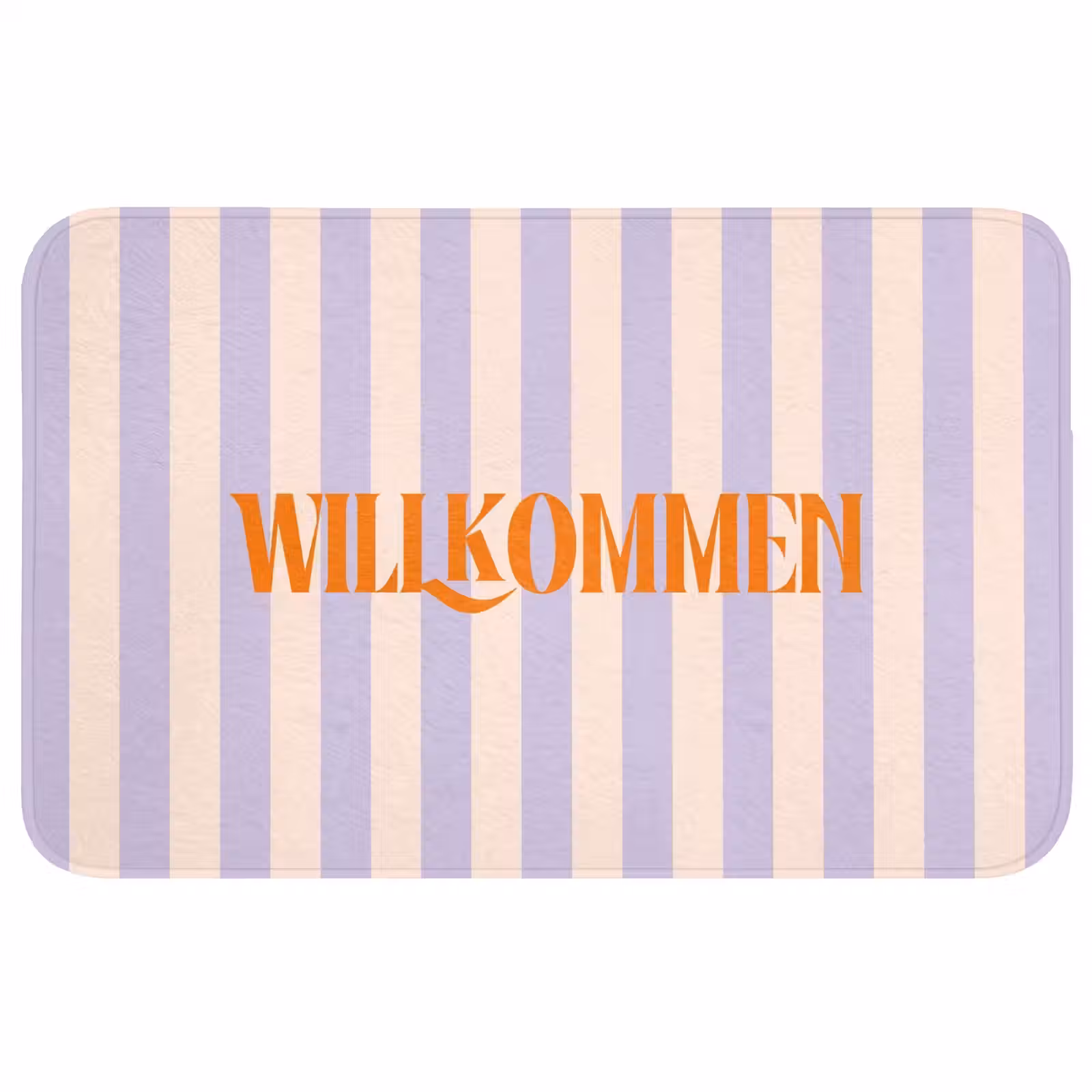 Wc Mat - Lila - Oranje - Strepen - Wilkommen — 1