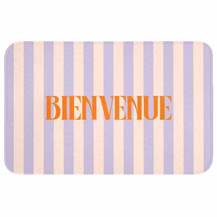 Wc Mat - Lila - Oranje - Strepen - Bienvenue — 1
