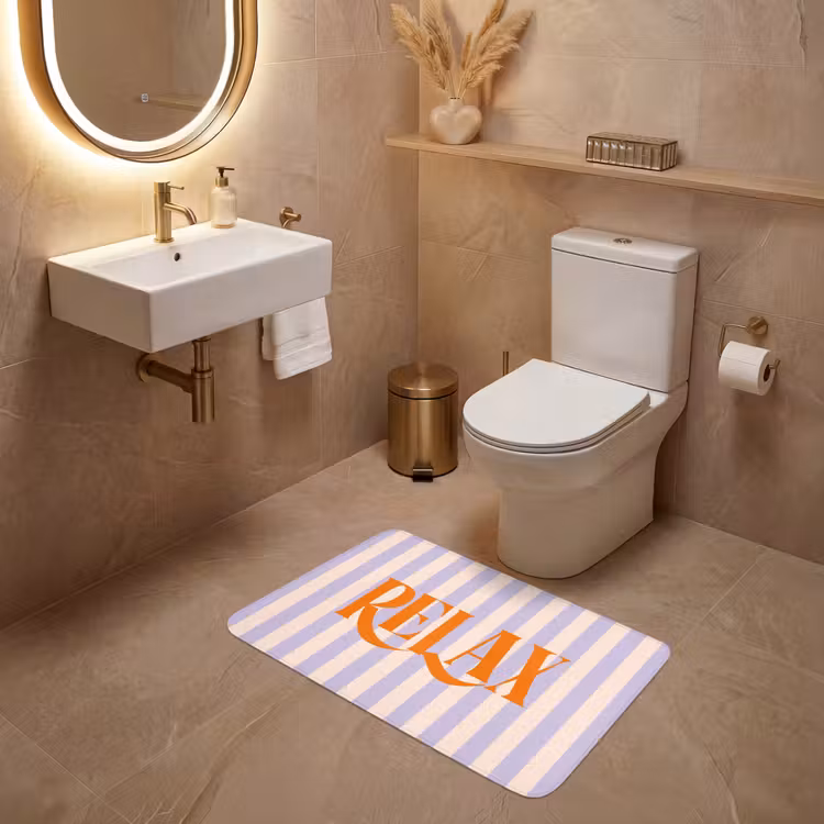 Wc Mat - Lila - Oranje - Strepen - Relax — 4