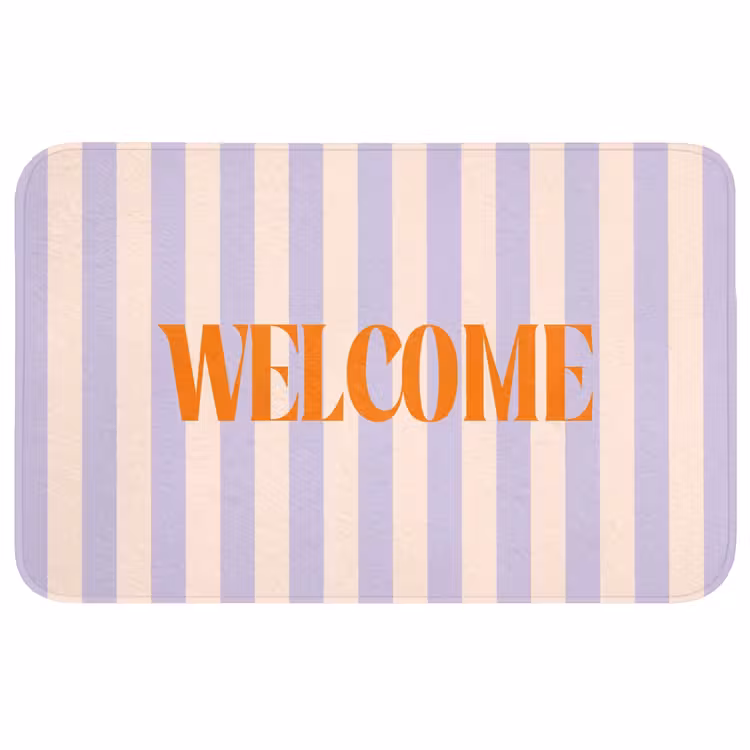 Wc Mat - Lila - Oranje - Strepen - Welcome — 1