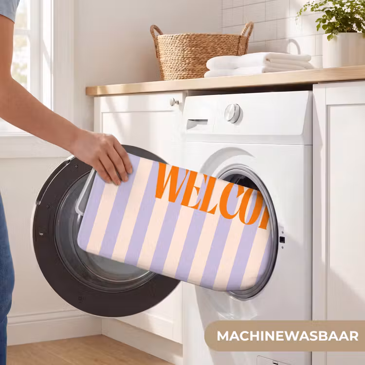 Wc Mat - Lila - Oranje - Strepen - Welcome — 5