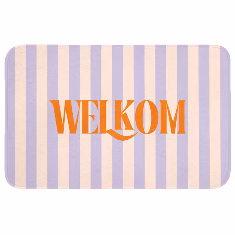 Wc Mat - Lila - Oranje - Strepen - Welkom — 1