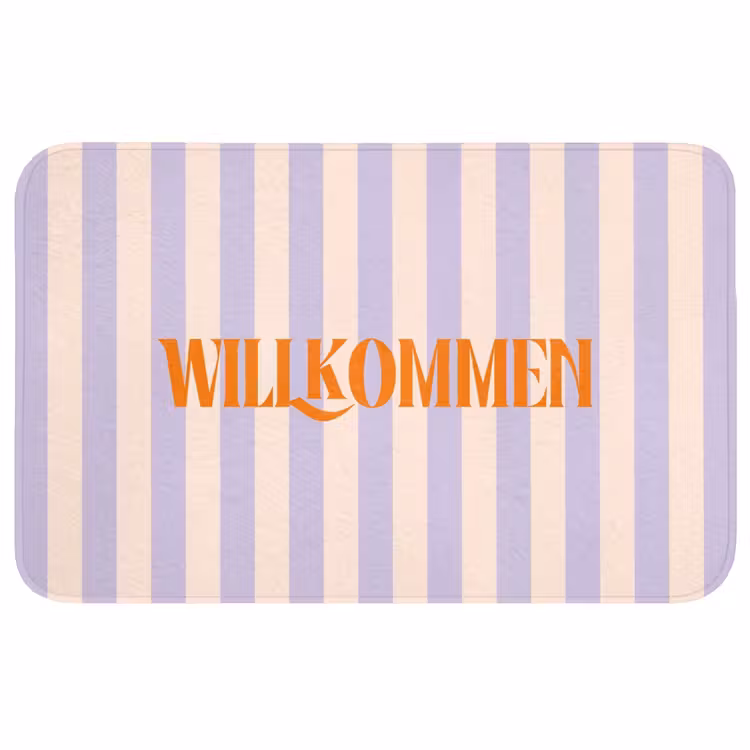 Wc Mat - Lila - Oranje - Strepen - Wilkommen — 1
