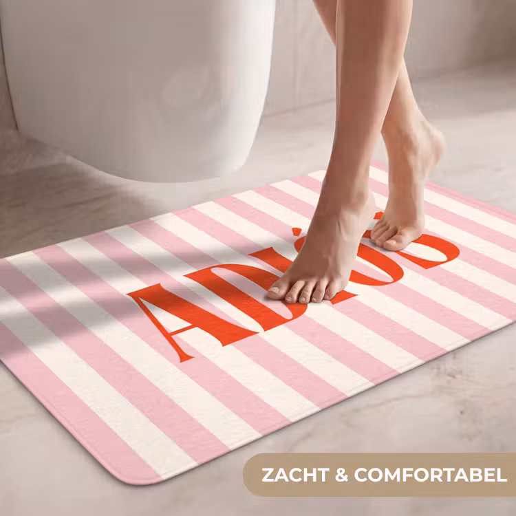 Wc Mat - Zachtroze - Rood - Strepen - Adiós — 7