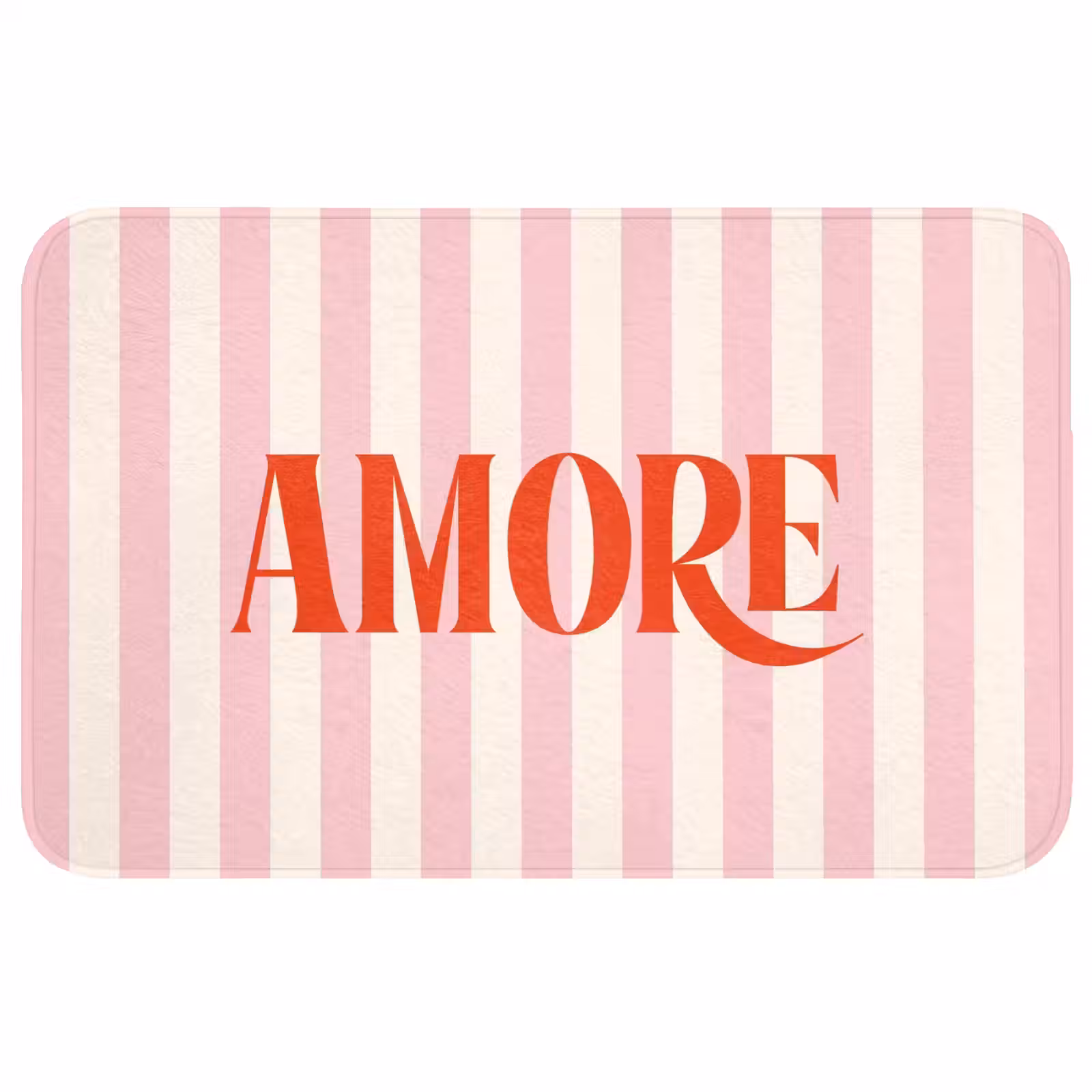 Wc Mat - Zachtroze - Rood - Strepen - Amore — 1