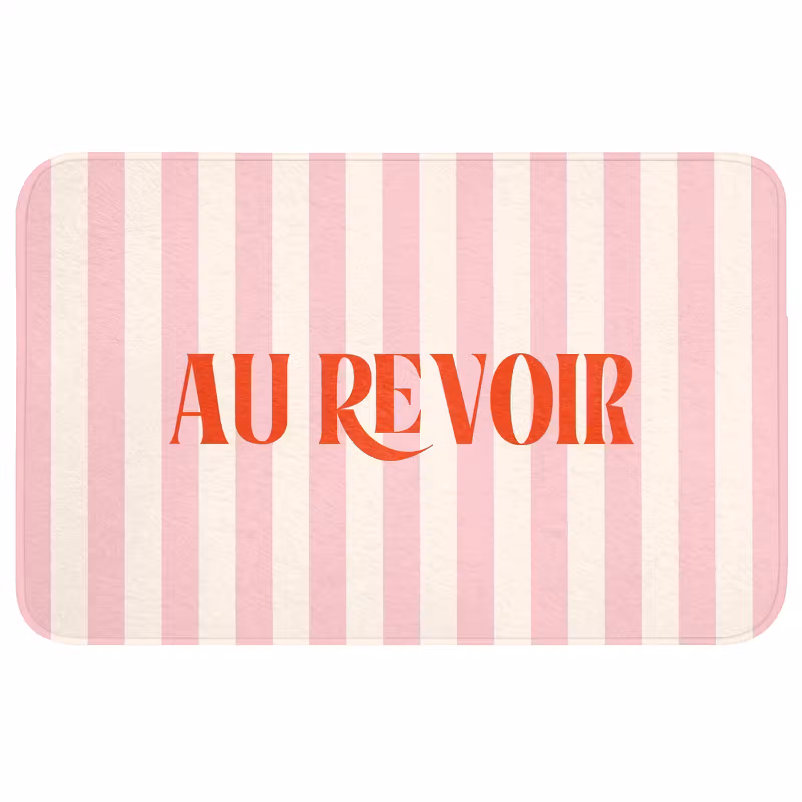 Wc Mat - Zachtroze - Rood - Strepen - Au Revoir — 1