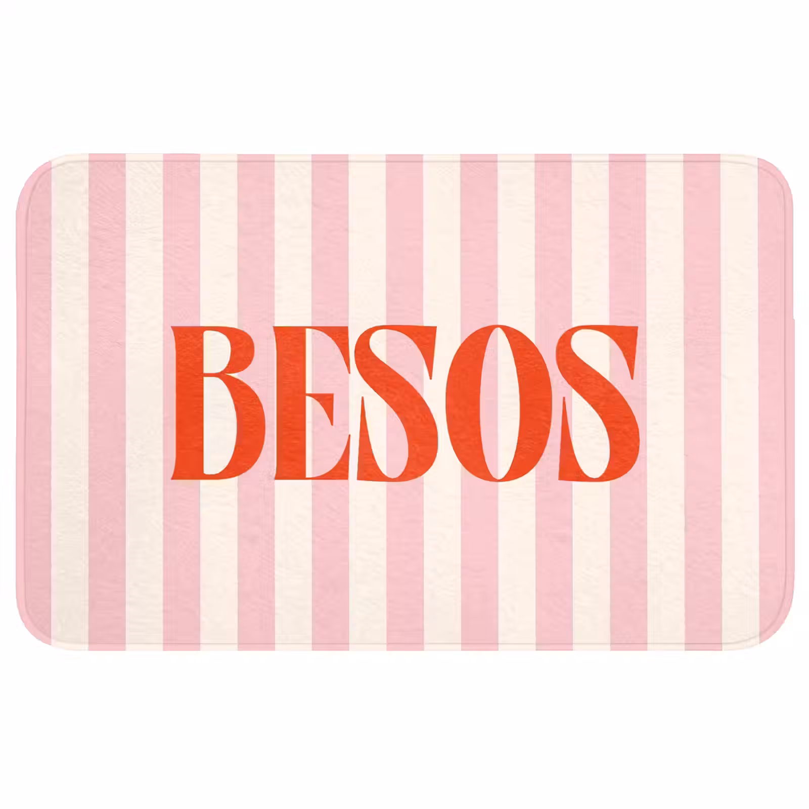 Wc Mat - Zachtroze - Rood - Strepen - Besos — 1