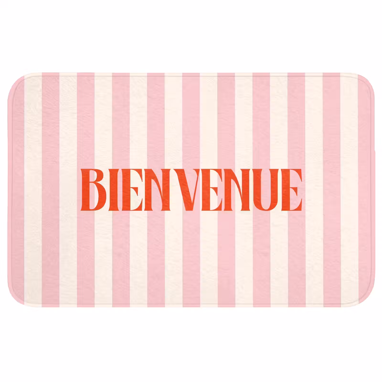 Wc Mat - Zachtroze - Rood - Strepen - Bienvenue — 1
