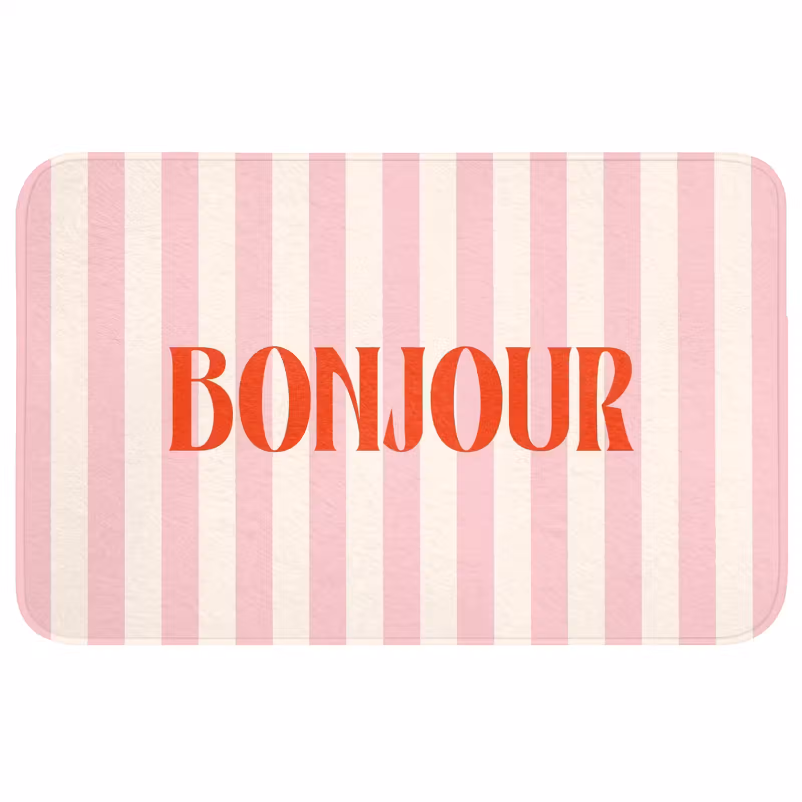 Wc Mat - Zachtroze - Rood - Strepen - Bonjour — 1