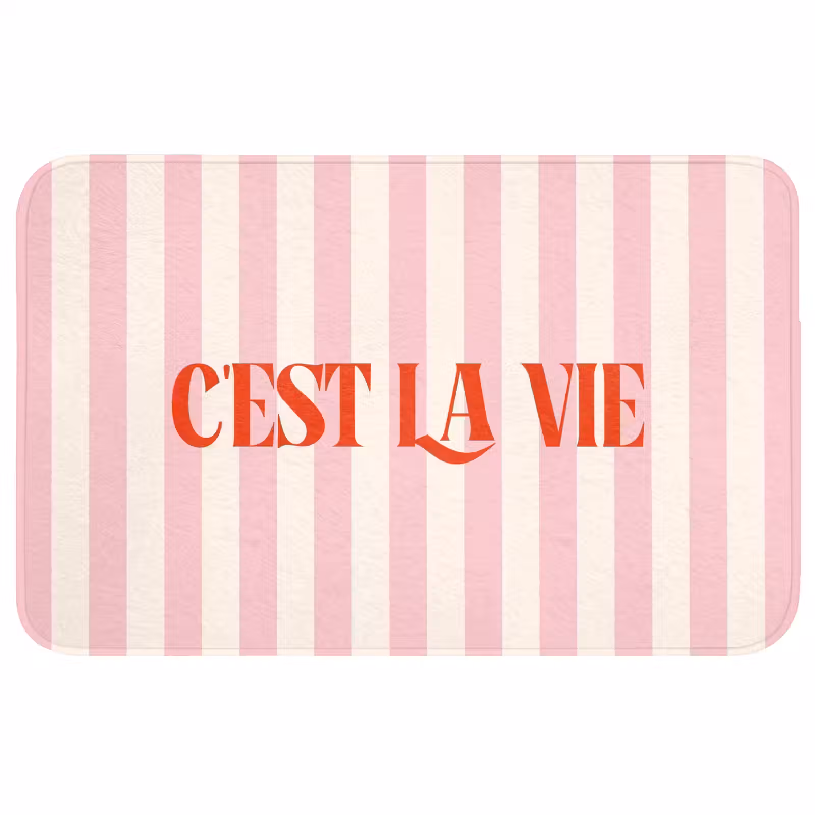 Wc Mat - Zachtroze - Rood - Strepen - C'est La Vie — 1