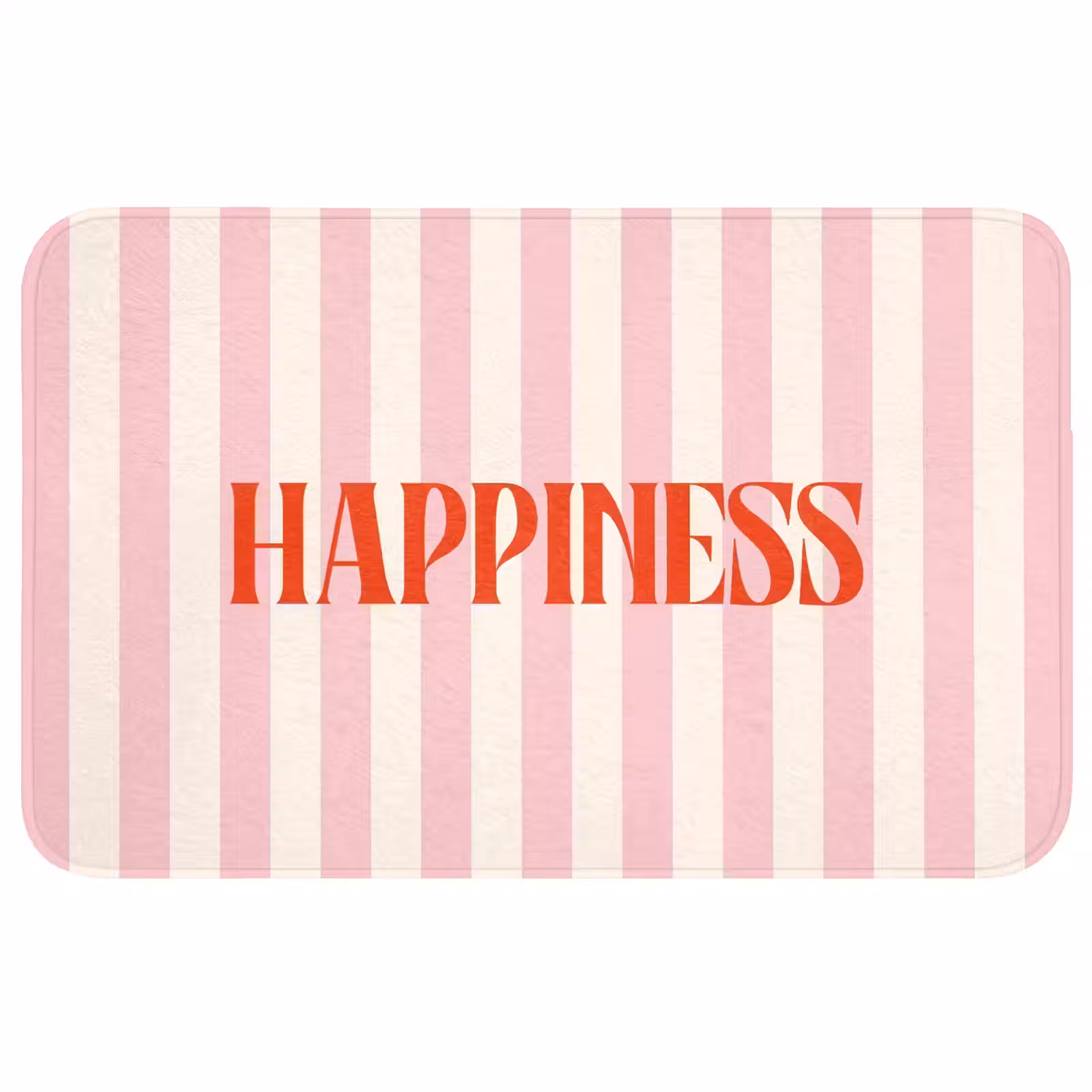Wc Mat - Zachtroze - Rood - Strepen - Happiness — 1