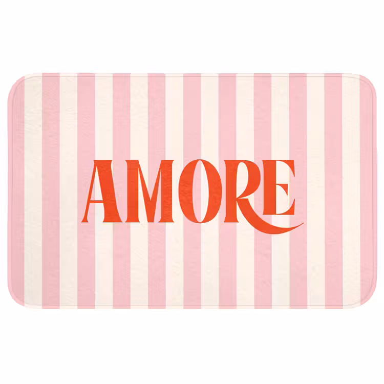 Wc Mat - Zachtroze - Rood - Strepen - Amore — 1