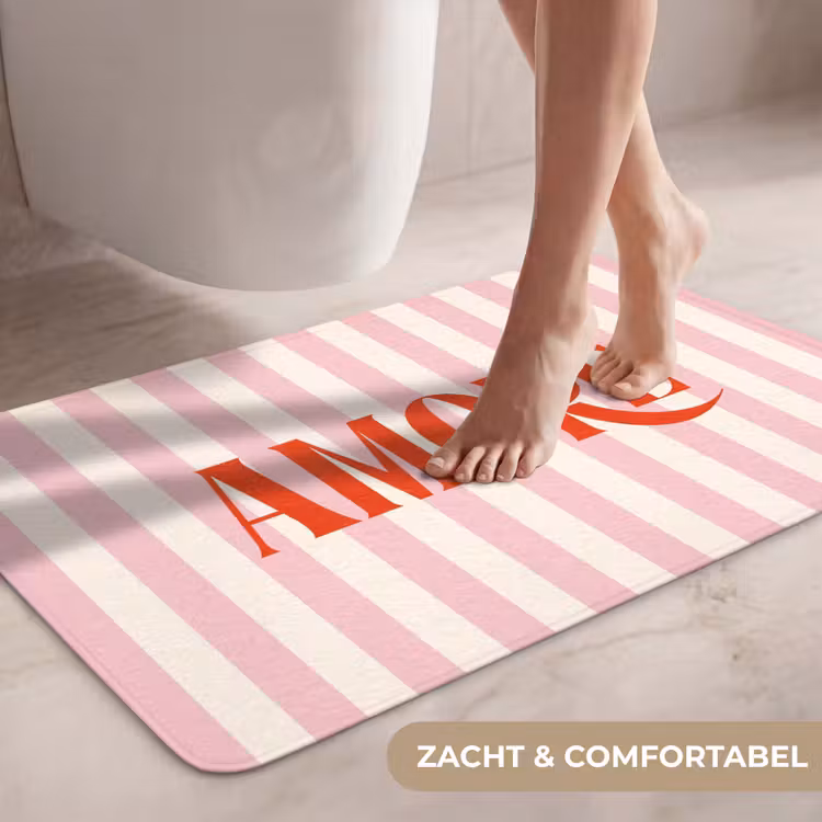 Wc Mat - Zachtroze - Rood - Strepen - Amore — 7