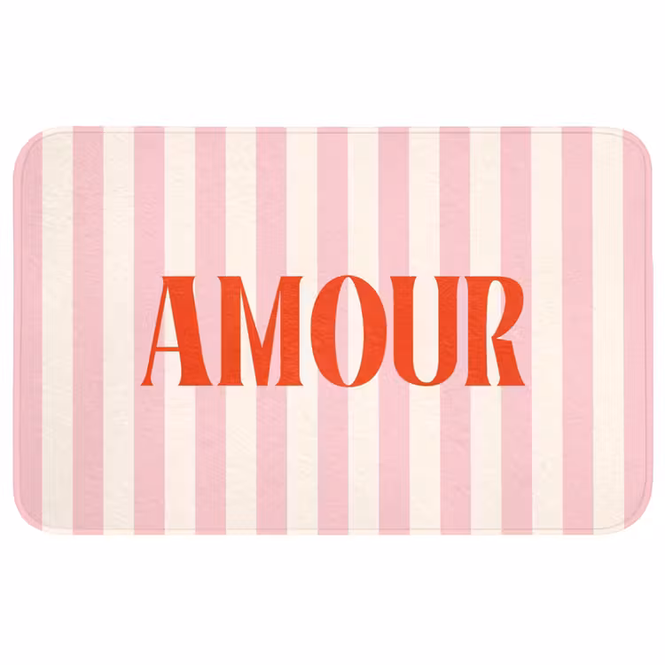 Wc Mat - Zachtroze - Rood - Strepen - Amour — 1