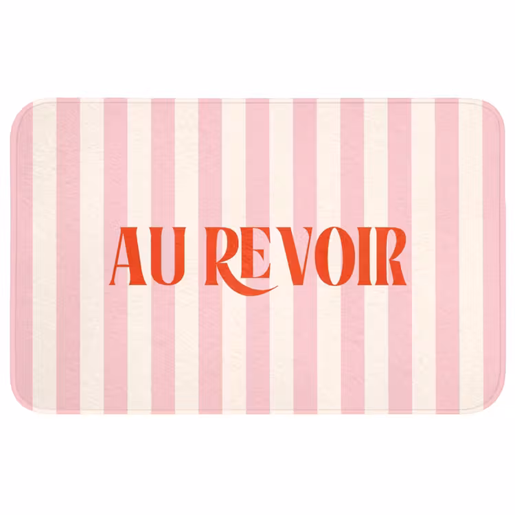 Wc Mat - Zachtroze - Rood - Strepen - Au Revoir — 1