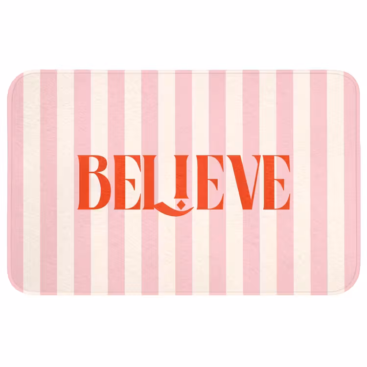 Wc Mat - Zachtroze - Rood - Strepen - Believe — 1