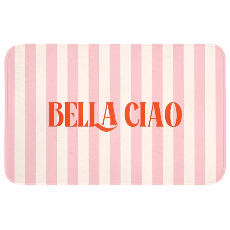 Wc Mat - Zachtroze - Rood - Strepen - Bella Ciao — 1