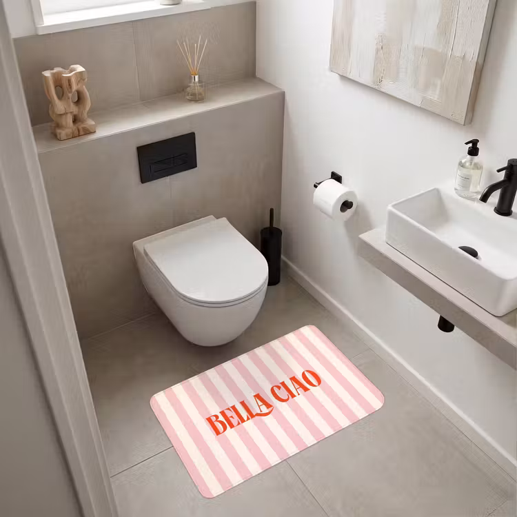 Wc Mat - Zachtroze - Rood - Strepen - Bella Ciao — 6