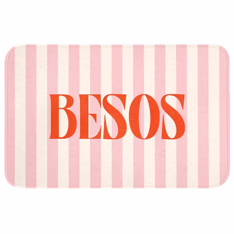 Wc Mat - Zachtroze - Rood - Strepen - Besos — 1