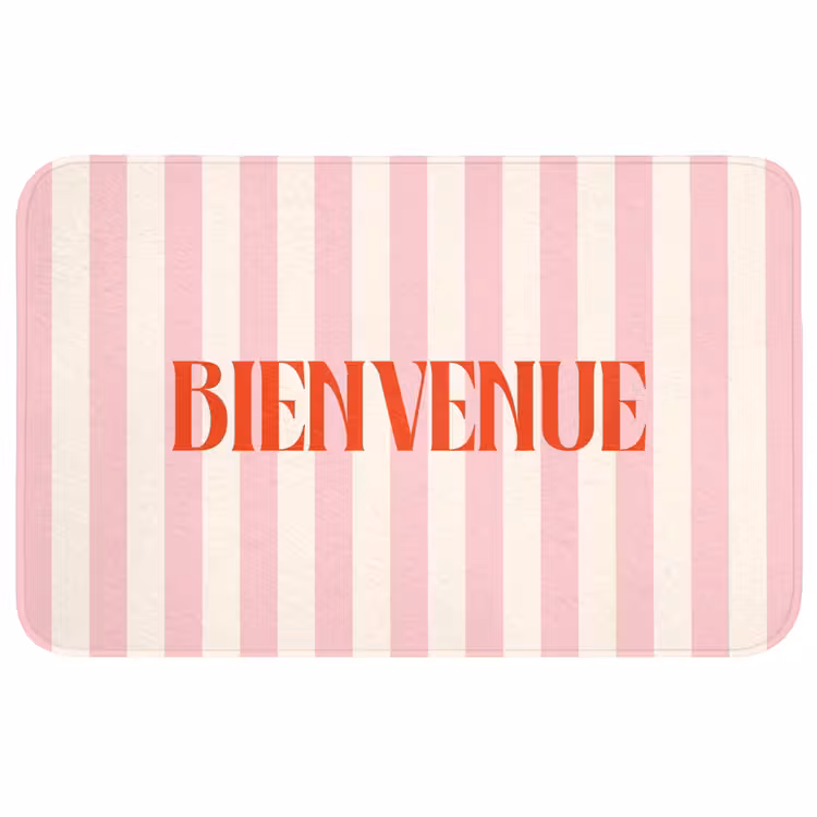 Wc Mat - Zachtroze - Rood - Strepen - Bienvenue — 1