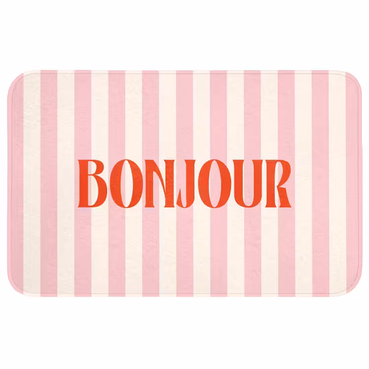 Wc Mat - Zachtroze - Rood - Strepen - Bonjour — 1