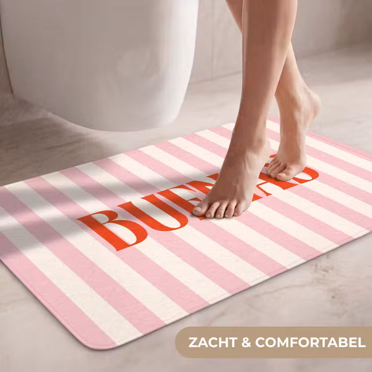 Wc Mat - Zachtroze - Rood - Strepen - Buenas — 7
