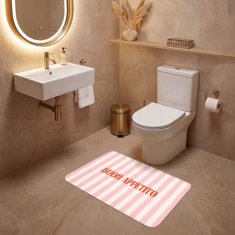 Wc Mat - Zachtroze - Rood - Strepen - Buon Appetito — 4