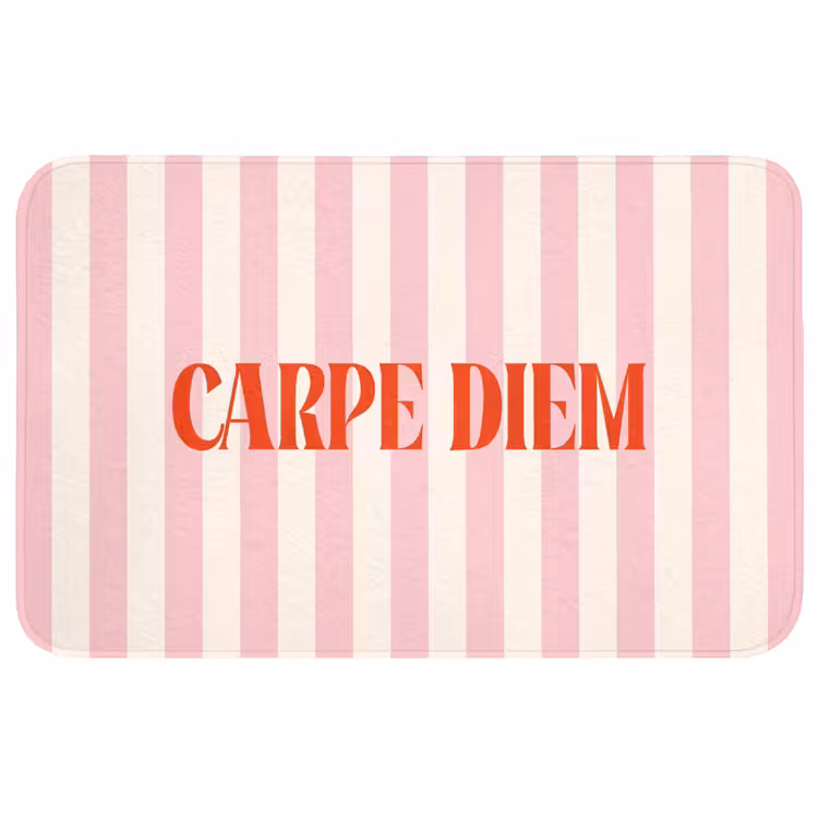 Wc Mat - Zachtroze - Rood - Strepen - Carpe Diem — 1