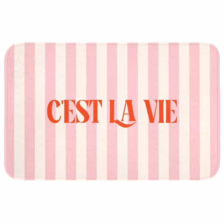 Wc Mat - Zachtroze - Rood - Strepen - C'est La Vie — 1