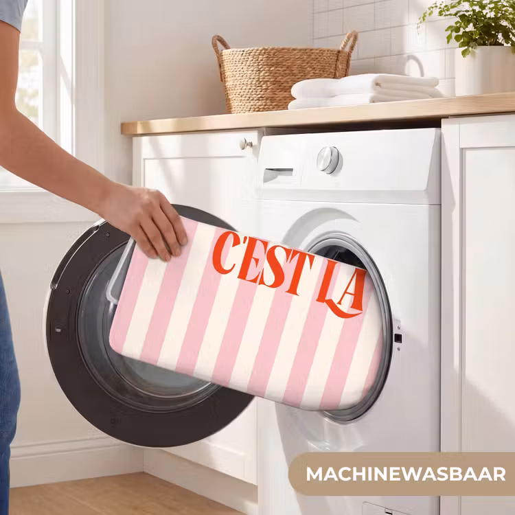 Wc Mat - Zachtroze - Rood - Strepen - C'est La Vie — 5