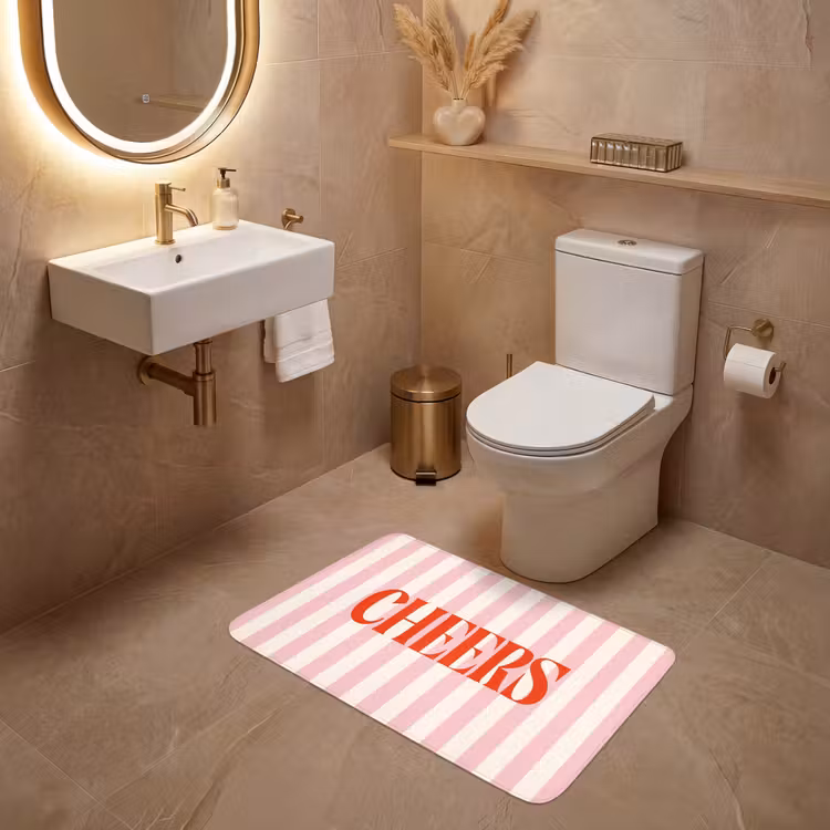Wc Mat - Zachtroze - Rood - Strepen - Cheers — 4