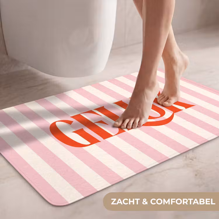 Wc Mat - Zachtroze - Rood - Strepen - Geluk — 7