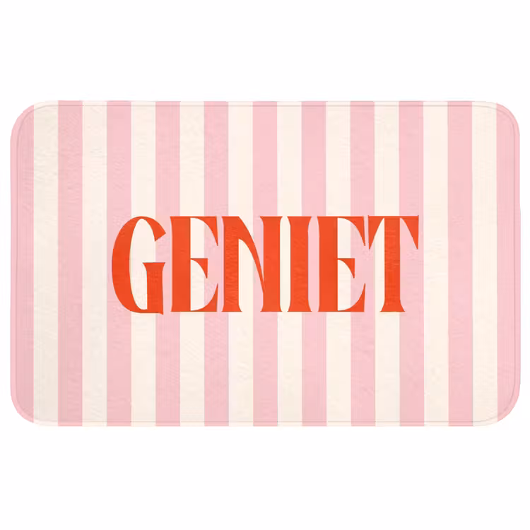 Wc Mat - Zachtroze - Rood - Strepen - Geniet — 1